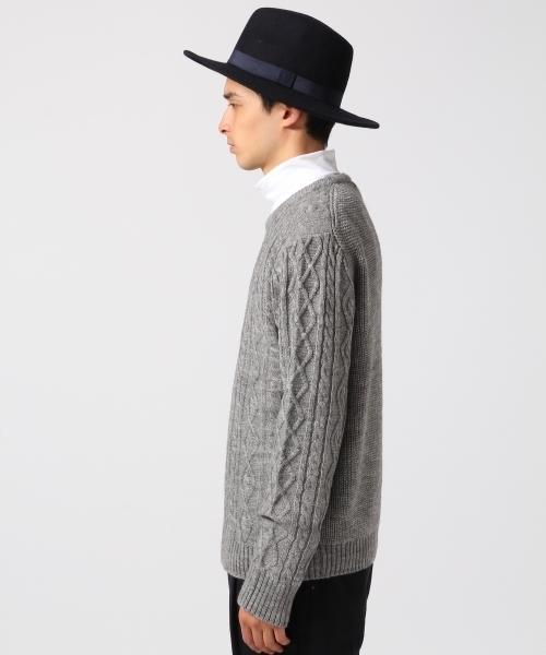 RAGEBLUE(レイジブルー)の「<人気アイテム>ケーブルニットクルー/568536(ニット/セーター・メンズ・オリーブ/グレー/ホワイト/ワインレッド/キャメル/ブラウン/ネイビー/グレー系その他・MEDIUM/LARGE/SMALL)」の9枚目の写真