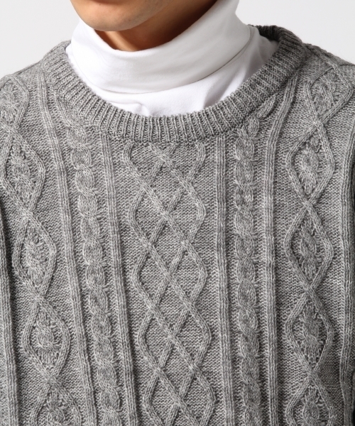 RAGEBLUE(レイジブルー)の「<人気アイテム>ケーブルニットクルー/568536(ニット/セーター・メンズ・オリーブ/グレー/ホワイト/ワインレッド/キャメル/ブラウン/ネイビー/グレー系その他・MEDIUM/LARGE/SMALL)」の11枚目の写真