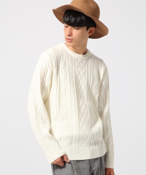 RAGEBLUE(レイジブルー)の「<人気アイテム>ケーブルニットクルー/568536(ニット/セーター・メンズ・オリーブ/グレー/ホワイト/ワインレッド/キャメル/ブラウン/ネイビー/グレー系その他・MEDIUM/LARGE/SMALL)」の18枚目の写真