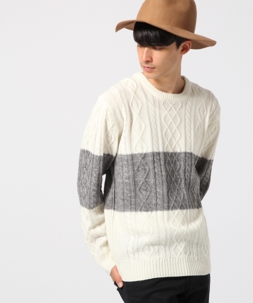 RAGEBLUE(レイジブルー)の「<人気アイテム>ケーブルニットクルー/568536(ニット/セーター・メンズ・オリーブ/グレー/ホワイト/ワインレッド/キャメル/ブラウン/ネイビー/グレー系その他・MEDIUM/LARGE/SMALL)」の19枚目の写真
