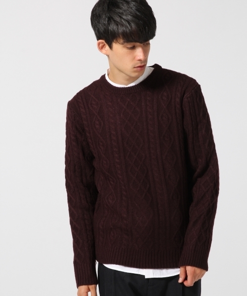RAGEBLUE(レイジブルー)の「<人気アイテム>ケーブルニットクルー/568536(ニット/セーター・メンズ・オリーブ/グレー/ホワイト/ワインレッド/キャメル/ブラウン/ネイビー/グレー系その他・MEDIUM/LARGE/SMALL)」の15枚目の写真