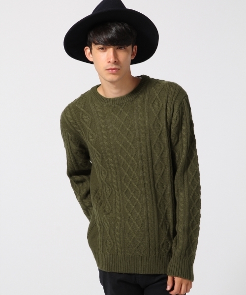 RAGEBLUE(レイジブルー)の「<人気アイテム>ケーブルニットクルー/568536(ニット/セーター・メンズ・オリーブ/グレー/ホワイト/ワインレッド/キャメル/ブラウン/ネイビー/グレー系その他・MEDIUM/LARGE/SMALL)」の22枚目の写真