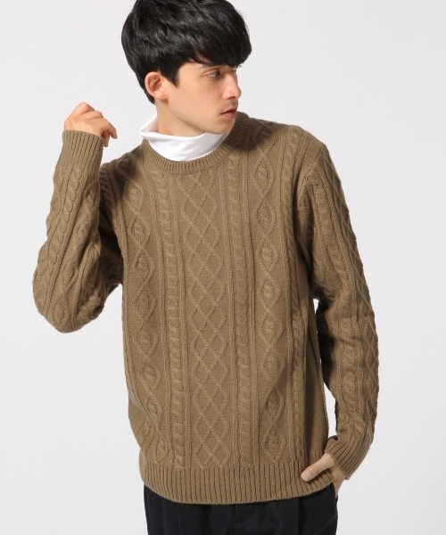 RAGEBLUE(レイジブルー)の「<人気アイテム>ケーブルニットクルー/568536(ニット/セーター・メンズ・オリーブ/グレー/ホワイト/ワインレッド/キャメル/ブラウン/ネイビー/グレー系その他・MEDIUM/LARGE/SMALL)」の14枚目の写真