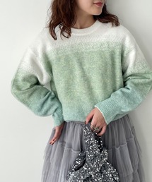 Samansa Mos2 | 前後着フェザーグラデーションニット(カーディガン/ボレロ)