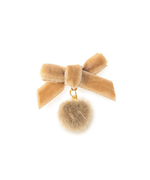 ROPE' PICNIC（ロペピクニック）の「ベルベットリボン×シャギーボールプチピアス（ピアス（両耳用）・レディース・グリーン系その他/ベージュ/オレンジ系その他・FREE）」の8枚目の写真
