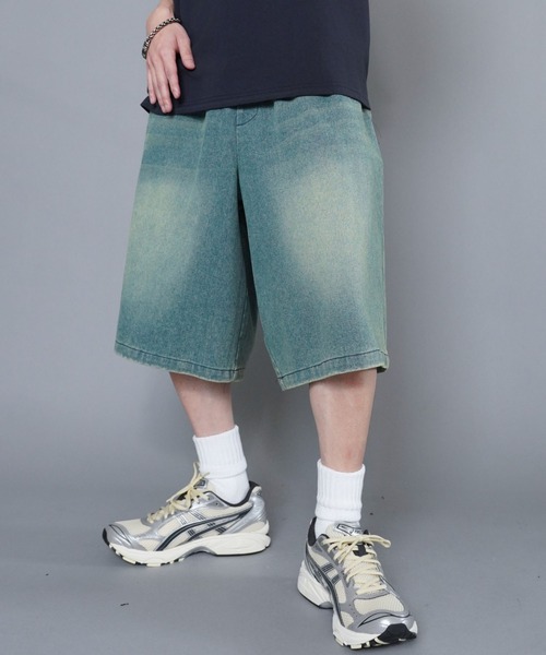 SPINNS(スピンズ)の「ヴィンテージライクグランジデニムハーフパンツ(デニムパンツ・メンズ・ブラック×ベージュ/ブルー系その他/ブルー系その他2/サックスブルー系・S/M/L)」の9枚目の写真