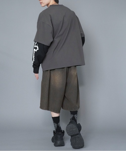SPINNS(スピンズ)の「ヴィンテージライクグランジデニムハーフパンツ(デニムパンツ・メンズ・ブラック×ベージュ/ブルー系その他/ブルー系その他2/サックスブルー系・S/M/L)」の18枚目の写真