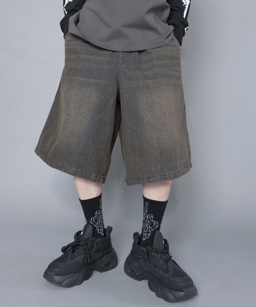 SPINNS(スピンズ)の「ヴィンテージライクグランジデニムハーフパンツ(デニムパンツ・メンズ・ブラック×ベージュ/ブルー系その他/ブルー系その他2/サックスブルー系・S/M/L)」の21枚目の写真