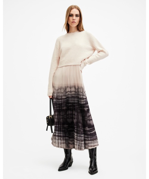 CELILIA 2-IN-1 PLEATED TIE DYE MIDI DRESS | CELILIA 2-IN-1 プリーツ タイ ダイ ミディ ドレス・ワンピース（ワンピース）｜ALLSAINTS（オールセインツ）