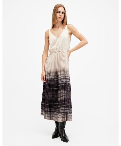 ALLSAINTS(オールセインツ)の「CELILIA 2-IN-1 PLEATED TIE DYE MIDI DRESS | CELILIA 2-IN-1 プリーツ タイ ダイ ミディ ドレス・ワンピース(ワンピース・レディース・ホワイト系その他・S/XS/M/L)」の4枚目の写真