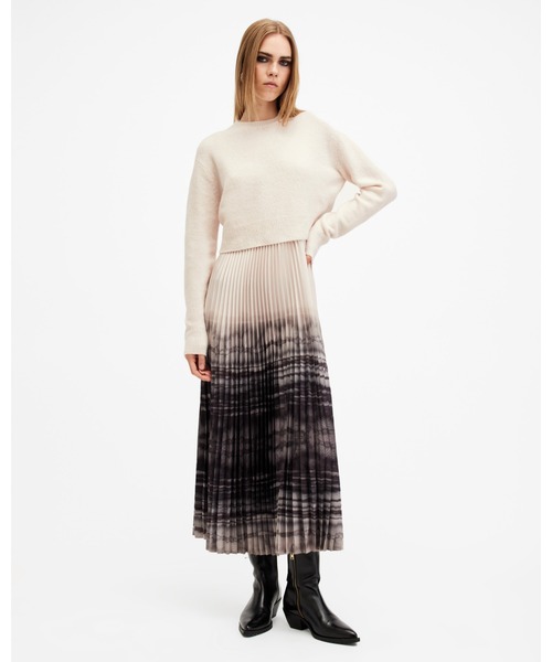 ALLSAINTS(オールセインツ)の「CELILIA 2-IN-1 PLEATED TIE DYE MIDI DRESS | CELILIA 2-IN-1 プリーツ タイ ダイ ミディ ドレス・ワンピース(ワンピース・レディース・ホワイト系その他・S/XS/M/L)」の5枚目の写真