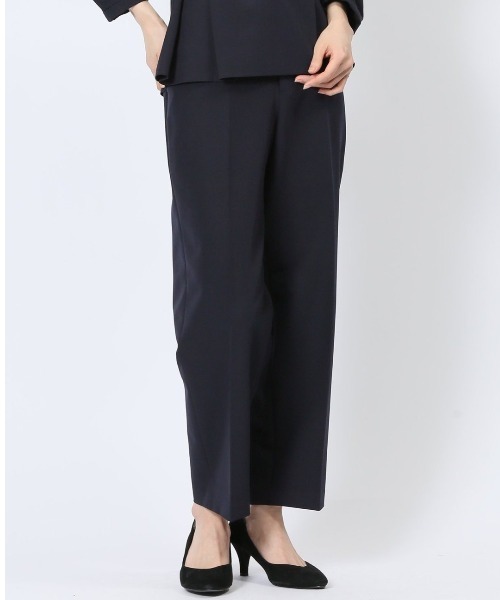 【セットアップ】m.f.エディトリアル レディース ダブルクロス セミワイドパンツ 紺（スーツパンツ）｜m.f.editorial（エムエフエディトリアル）