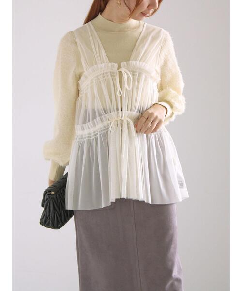 Te chichi（テチチ）の「前後2WAYチュールレイヤードベスト（シャツ/ブラウス・レディース・オフホワイト/グレー/チャコールグレー・F）」の14枚目の写真