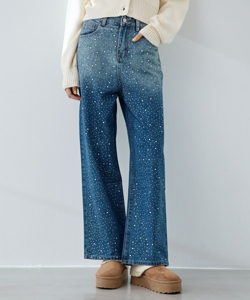 FOREVER 21（フォーエバー トゥエンティーワン）の「【2025SS】キラキラビジューデニム（デニムパンツ・レディース・ブルー・LARGE/MEDIUM/SMALL）」の7枚目の写真