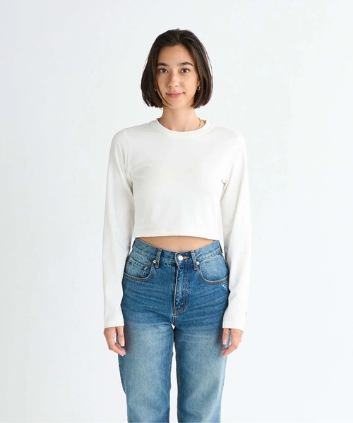 ROXY（ロキシー）の「SUN CHASERS L/S /ロキシーバックプリントクロップドロングスリーブトップス（Tシャツ/カットソー・レディース・ブラック/グリーン/ピンク/ホワイト・LARGE/MEDIUM/SMALL）」の5枚目の写真