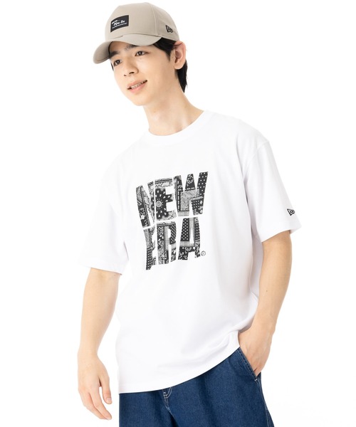 NEW ERA(ニューエラ)の「ニューエラ 半袖Tシャツ コットン ペイズリースクエアロゴ(Tシャツ/カットソー・メンズ・ホワイト/ブラック・XL/L/S/M/XXL)」の4枚目の写真