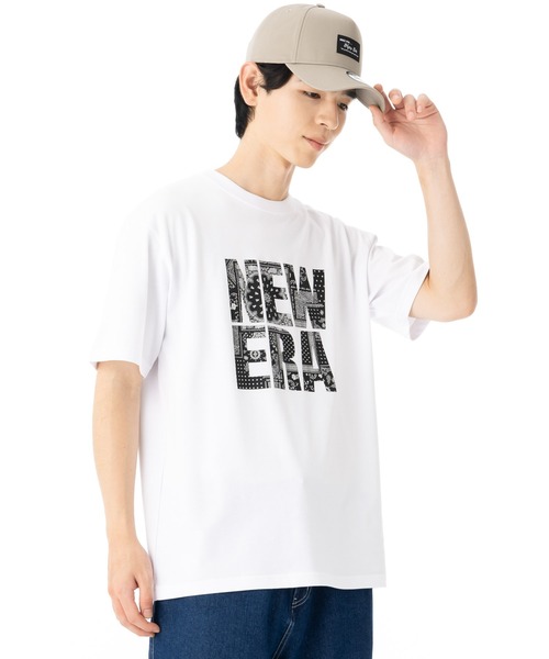 NEW ERA(ニューエラ)の「ニューエラ 半袖Tシャツ コットン ペイズリースクエアロゴ(Tシャツ/カットソー・メンズ・ホワイト/ブラック・XL/L/S/M/XXL)」の5枚目の写真