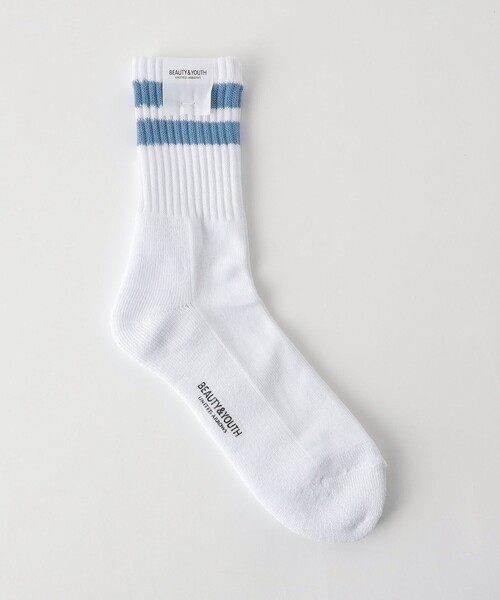 BEAUTY&YOUTH UNITED ARROWS（ビューティーアンドユースユナイテッドアローズ）の「2ライン ソフト パイル クルー ソックス（ソックス/靴下・メンズ・ブラック/ホワイト/その他2/その他1・FREE）」の2枚目の写真