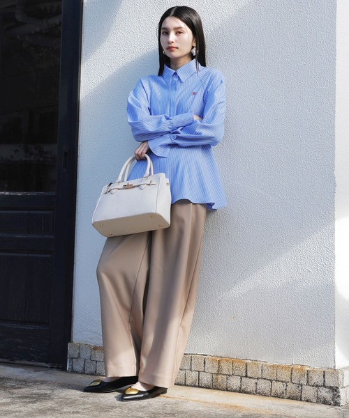 VIS（ビス）の「【新色追加】【2WAY】フロント金具3層トートバッグ（ショルダーバッグ・レディース・キナリ/サックスブルー/ブラック/ベージュ・FREE）」の14枚目の写真