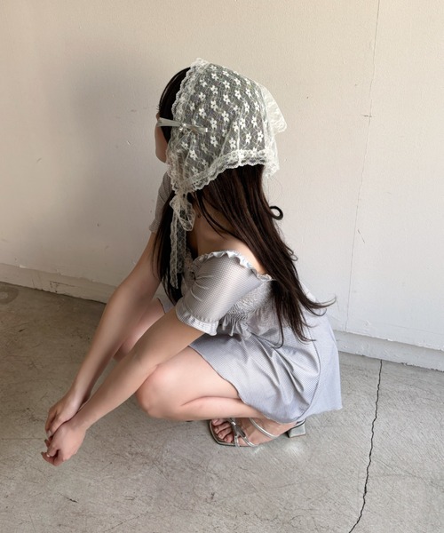 mellowneon（メロウネオン）の「3wayシャーリングチェック水着（水着・レディース・グレー/ベージュ・FREE）」の21枚目の写真