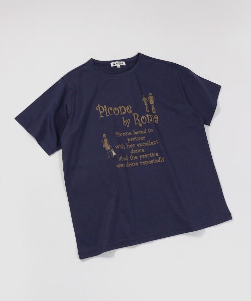 STUDIO PICONE(スタジオピッコーネ)の「コットン100%冷感プリントTシャツ(Tシャツ/カットソー・レディース・ホワイト×ゴールド/ブラウン/ホワイト×シルバー/ネイビー・LL/L/M)」の4枚目の写真