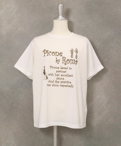 STUDIO PICONE(スタジオピッコーネ)の「コットン100%冷感プリントTシャツ(Tシャツ/カットソー・レディース・ホワイト×ゴールド/ブラウン/ホワイト×シルバー/ネイビー・LL/L/M)」の1枚目の写真