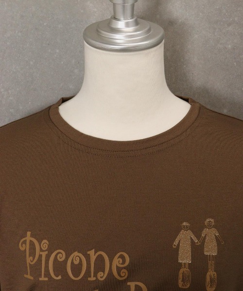 STUDIO PICONE(スタジオピッコーネ)の「コットン100%冷感プリントTシャツ(Tシャツ/カットソー・レディース・ホワイト×ゴールド/ブラウン/ホワイト×シルバー/ネイビー・LL/L/M)」の7枚目の写真
