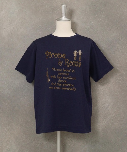 STUDIO PICONE(スタジオピッコーネ)の「コットン100%冷感プリントTシャツ(Tシャツ/カットソー・レディース・ホワイト×ゴールド/ブラウン/ホワイト×シルバー/ネイビー・LL/L/M)」の5枚目の写真