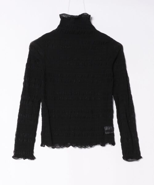 HONKY TONK(ホンキートンク)の「シャーリングデザイン ハイネックストレッチブラウス(シャツ/ブラウス・レディース・ブラック/オフホワイト・FREE)」の8枚目の写真