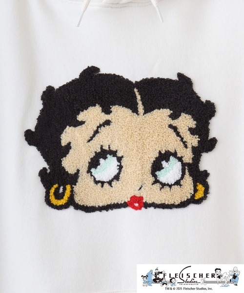 BETTY BOOP（ベティ・ブープ）の「BETTY BOOP(TM) 裏起毛ビッグシルエットプルパーカー（パーカー・メンズ・オフホワイト/ブラック・FREE）」の8枚目の写真
