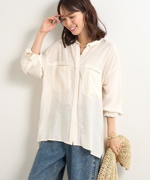 un dix cors(アンディコール)の「ヴィンテージバンドカラーシャツ(シャツ/ブラウス・レディース・カーキ/ピンク/オフホワイト・FREE)」の2枚目の写真