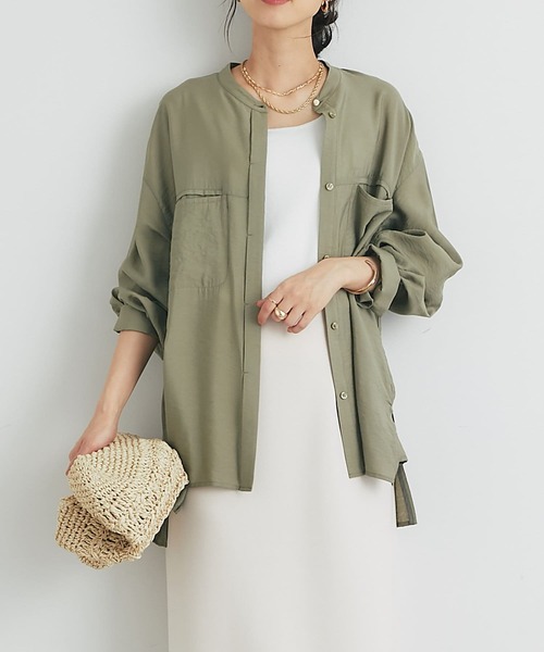 un dix cors(アンディコール)の「ヴィンテージバンドカラーシャツ(シャツ/ブラウス・レディース・カーキ/ピンク/オフホワイト・FREE)」の3枚目の写真