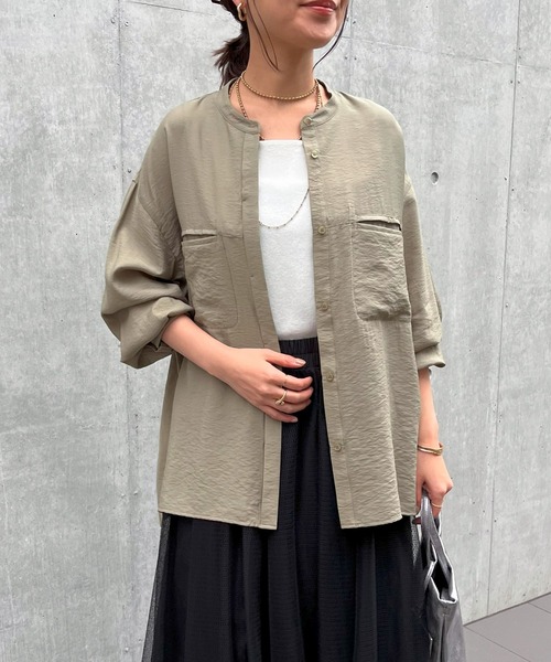 un dix cors(アンディコール)の「ヴィンテージバンドカラーシャツ(シャツ/ブラウス・レディース・カーキ/ピンク/オフホワイト・FREE)」の4枚目の写真