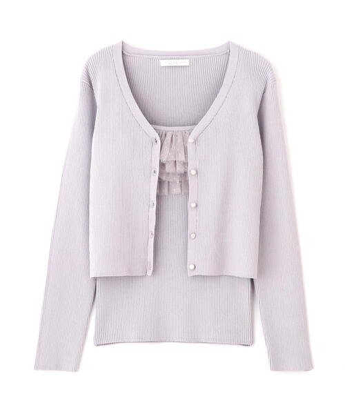 PROPORTION BODY DRESSING(プロポーションボディドレッシング)の「チュール付きアンサンブルニット / 1215170313(アンサンブル・レディース・ピンク/ホワイト/グレー・FREE)」の6枚目の写真