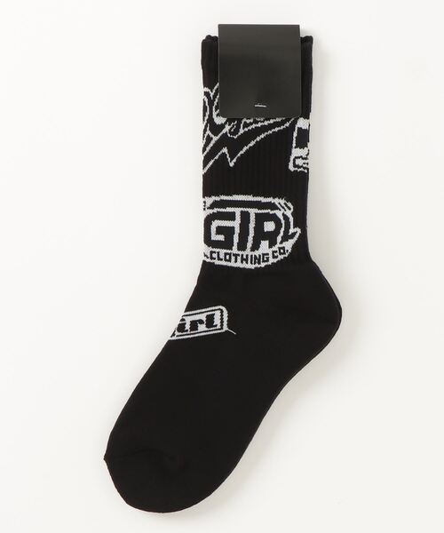 X-girl（エックスガール）の「STICKER RIB SOCKS（ソックス/靴下・レディース・ホワイト/ブラック・ONE SIZE）」の10枚目の写真