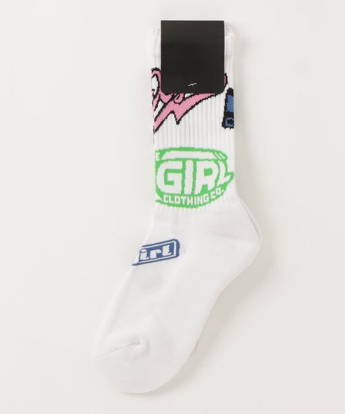 X-girl（エックスガール）の「STICKER RIB SOCKS（ソックス/靴下・レディース・ホワイト/ブラック・ONE SIZE）」の11枚目の写真
