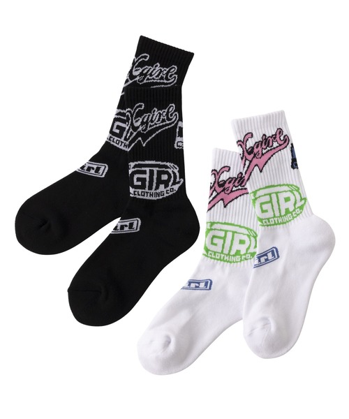 X-girl（エックスガール）の「STICKER RIB SOCKS（ソックス/靴下・レディース・ホワイト/ブラック・ONE SIZE）」の3枚目の写真