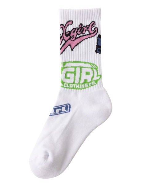 X-girl（エックスガール）の「STICKER RIB SOCKS（ソックス/靴下・レディース・ホワイト/ブラック・ONE SIZE）」の4枚目の写真