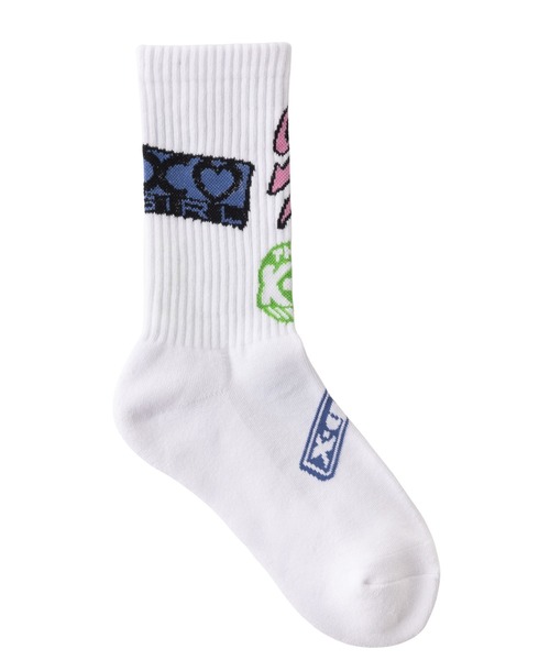 X-girl（エックスガール）の「STICKER RIB SOCKS（ソックス/靴下・レディース・ホワイト/ブラック・ONE SIZE）」の5枚目の写真