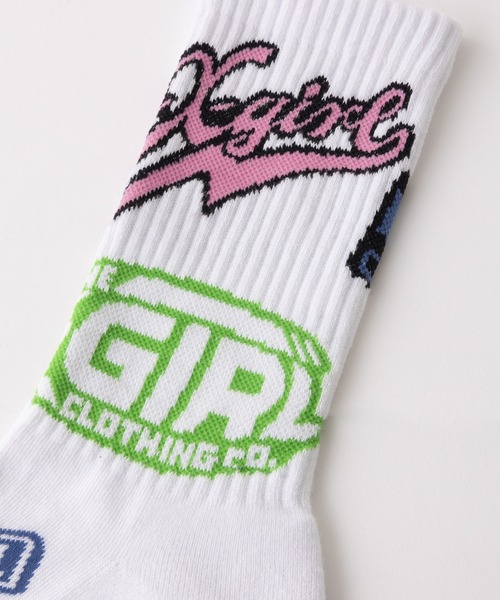 X-girl（エックスガール）の「STICKER RIB SOCKS（ソックス/靴下・レディース・ホワイト/ブラック・ONE SIZE）」の7枚目の写真