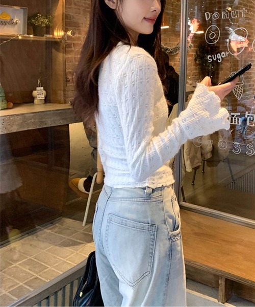 tシャツ スキッパーリボンネック袖フレアトップス レディース スキッパーリボンネック袖フレアトップス（Tシャツ/カットソー
