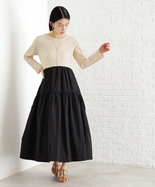 THE SHOP TK （ザ ショップ ティーケー ）の「ニットドッキングワンピース【洗える】（ワンピース・レディース・ホワイト系7/ブラック系4・12/13）」の3枚目の写真