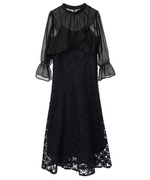 earth music&ecology（アースミュージックアンドエコロジー）の「SET2点シアーブラウス＋3Dレースワンピース（ドレス・レディース・ミント/ブラック/サックスブルー・M/S）」の6枚目の写真