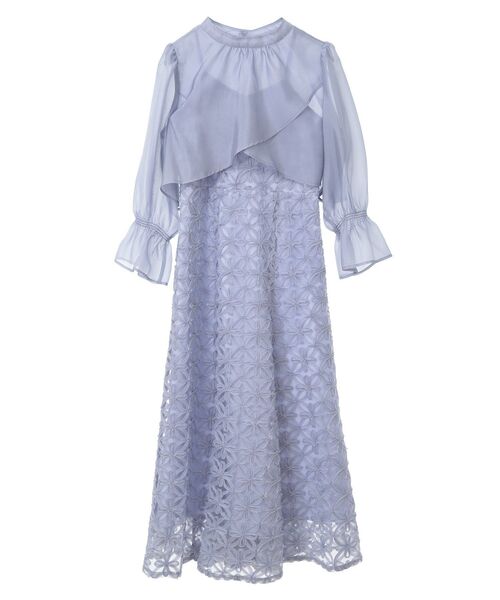 earth music&ecology（アースミュージックアンドエコロジー）の「SET2点シアーブラウス＋3Dレースワンピース（ドレス・レディース・ミント/ブラック/サックスブルー・M/S）」の4枚目の写真