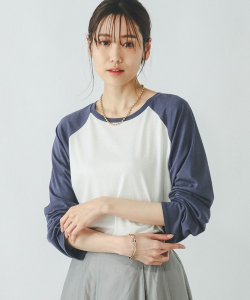 GLOBAL WORK(グローバルワーク)の「ヘビロッTEEセミシアーラグラン/287527(Tシャツ/カットソー・レディース・グレー/ネイビー・MEDIUM/LARGE)」の9枚目の写真