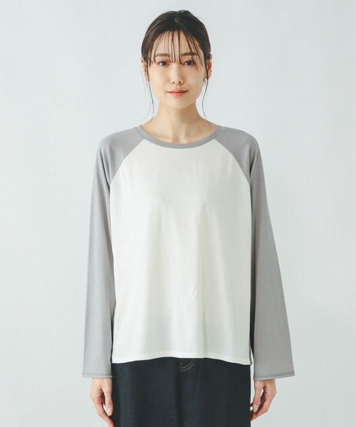 GLOBAL WORK(グローバルワーク)の「ヘビロッTEEセミシアーラグラン/287527(Tシャツ/カットソー・レディース・グレー/ネイビー・MEDIUM/LARGE)」の11枚目の写真
