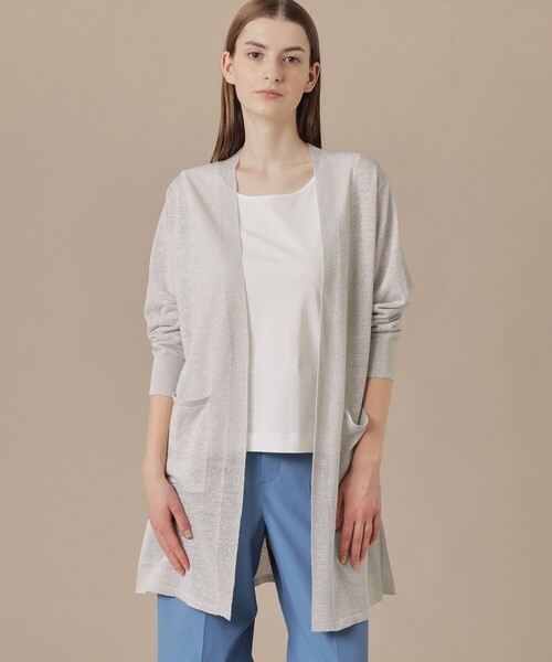 MACKINTOSH LONDON（マッキントッシュ ロンドン）の「シャイニーリネンニットカーディガン（カーディガン/ボレロ・レディース・ブラック/グレー系その他・38）」の2枚目の写真