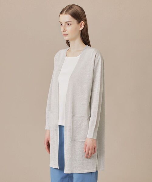 MACKINTOSH LONDON（マッキントッシュ ロンドン）の「シャイニーリネンニットカーディガン（カーディガン/ボレロ・レディース・ブラック/グレー系その他・38）」の6枚目の写真