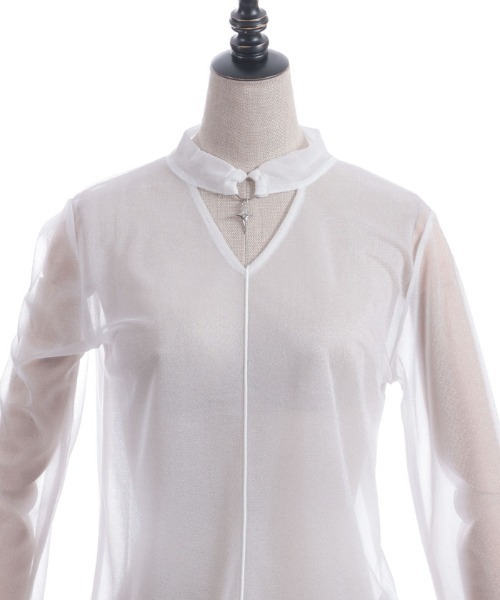 axes femme POETIQUE(アクシーズファムポエティック)の「チョーカーデザインシアープルオーバー(Tシャツ/カットソー・レディース・ホワイト/ブラック/グレー・MEDIUM)」の22枚目の写真