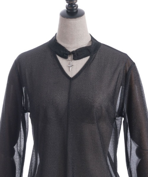 axes femme POETIQUE(アクシーズファムポエティック)の「チョーカーデザインシアープルオーバー(Tシャツ/カットソー・レディース・ホワイト/ブラック/グレー・MEDIUM)」の10枚目の写真